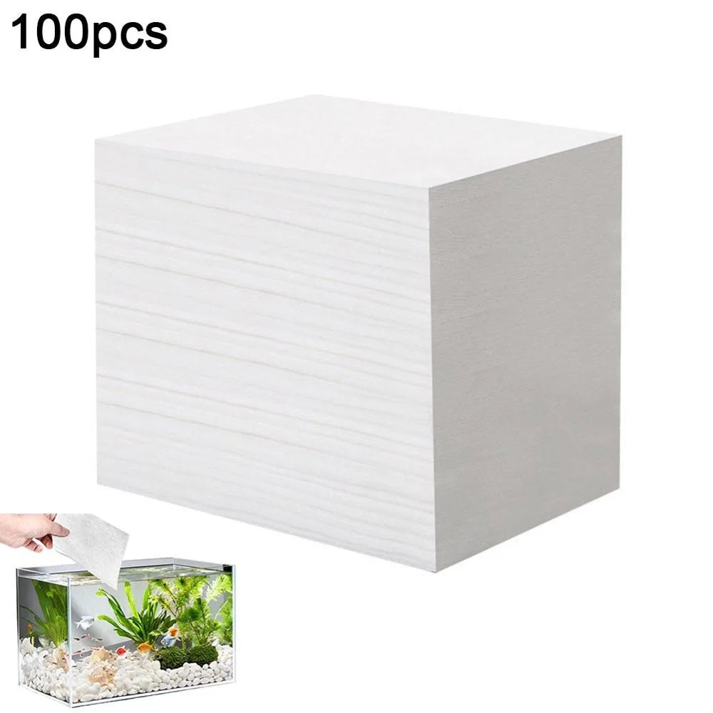 100-Pack Aquarium Water Clarifying Filter Pads | De-Yellowing