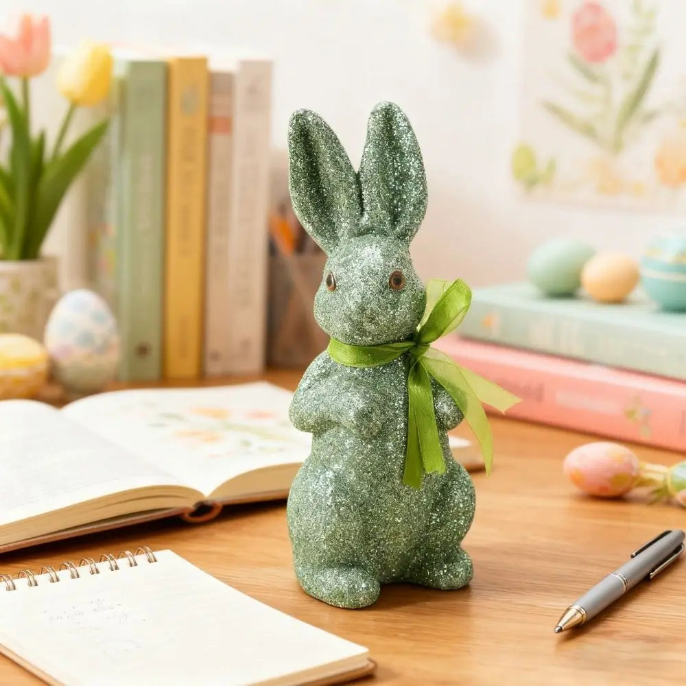 Colorful Foam Easter Bunny Figurine with Ribbon | 22cm Ornament