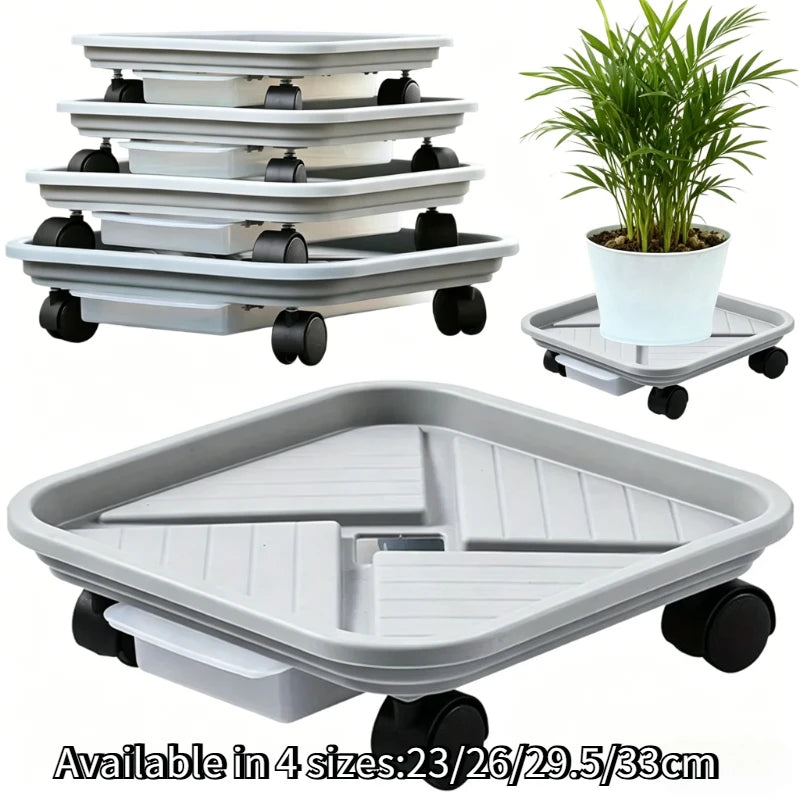 1pc Plant Ball Cage with Four Wheels and A Drainage Tray, A Square Flower Pot Mover, A Wheeled Garden Rolling Plant Rack Oasis Select