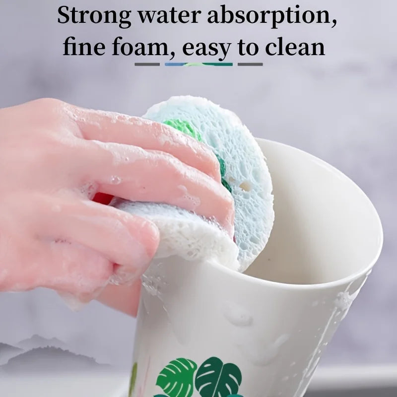 10pcs Round Dishwashing Sponges, Kitchen Cleaning Brushes, Double-sided Oil-resistant and Stain-removing Cloths Oasis Select