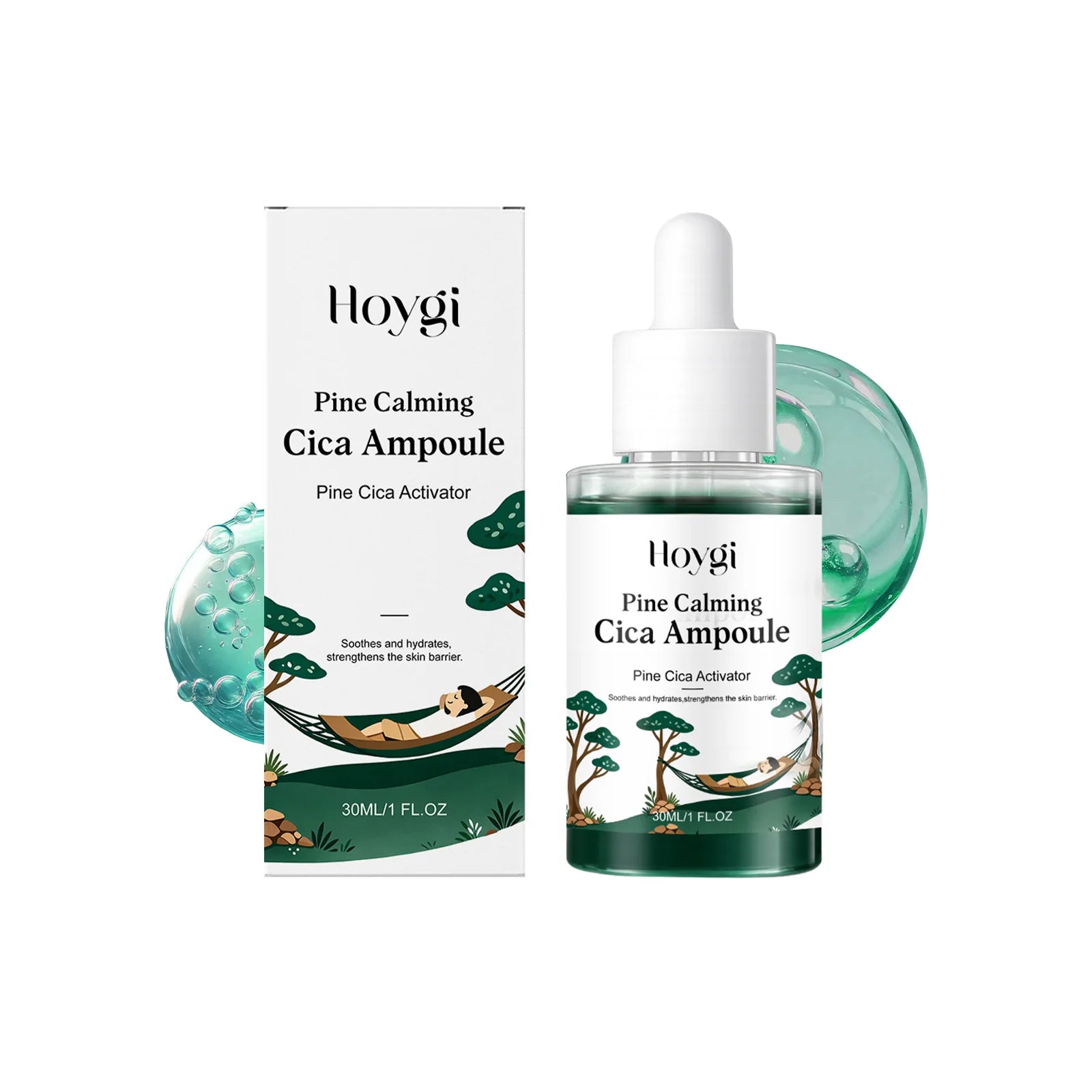 Hoygi Pine Cica Ampoule Serum – Hyaluronic Acid & Centella Face Serum Ampoule Oasis Select 30ml Boxed