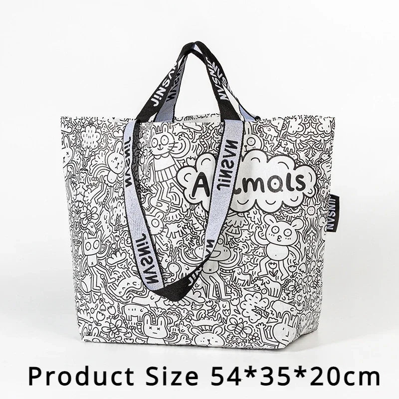 Large Waterproof Woven Shopping Bag | Foldable Colour Tote