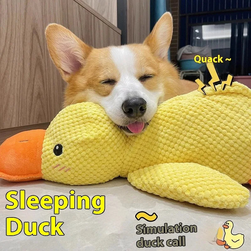 Bite-Resistant Yellow Quack Duck Plush Pet Toy | Baby-Like Sound & Teeth Grinding Design for Dogs & Cats Dog Toys Oasis Select