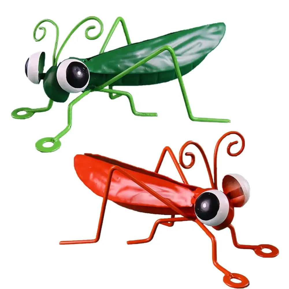 1pc Colorful Cute Garden Art Metal Sculpture Locust Grasshopper Ornament Outdoor Wall Art Garden Statues Oasis Select