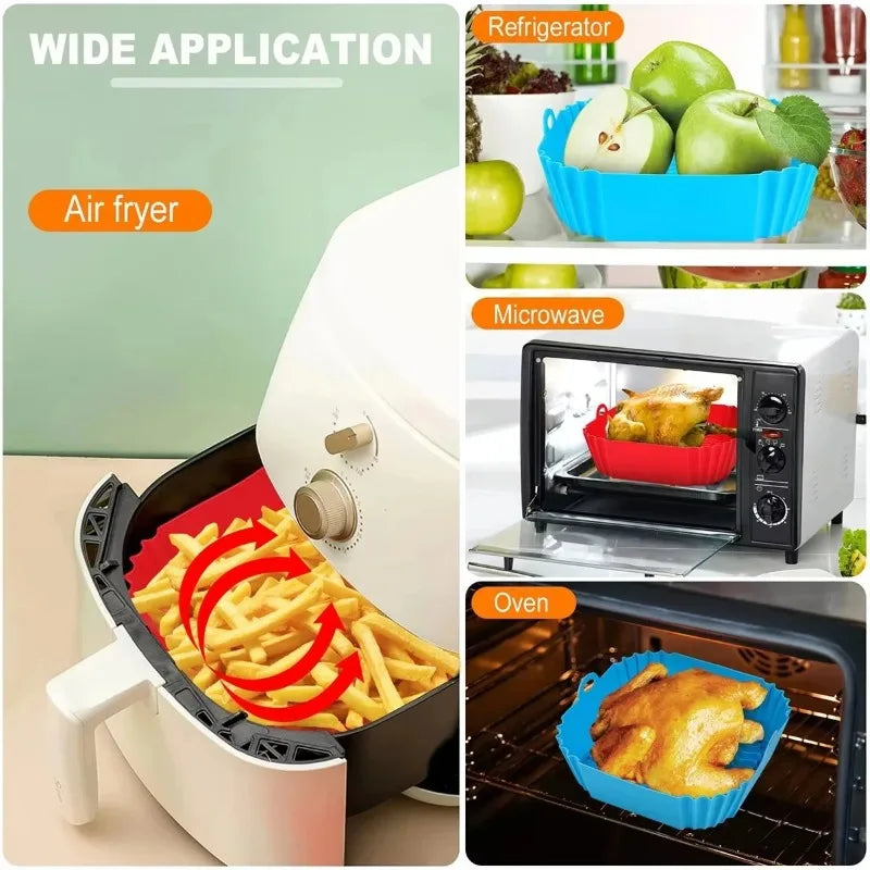 1PC Hot Sale Air Fryer Silicone Baking Tray High Temperature Resistant Foldable Easy Clean Round Silicone Baking Mat Oasis Select