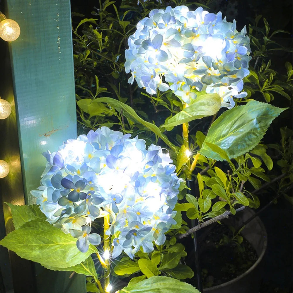 LED Simulation Hydrangea Solar Ground Insert Light Outdoor Waterproof Garden Lawn Light Solar Garden Light Oasis Select