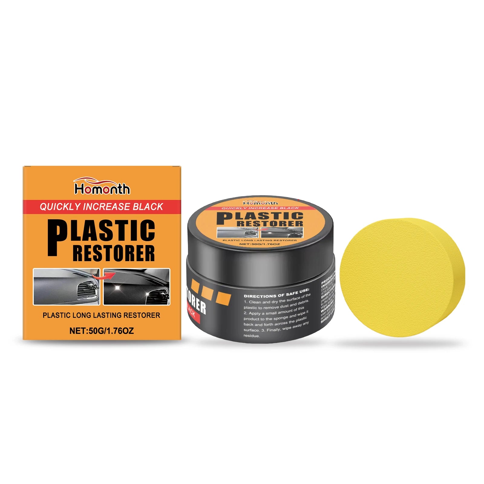 Automotive Interior Restorer Cream with Sponge Car Maintenance Cream UV Protection Repel Dust Stains Waterproof Repair Car Care Oasis Select 50g with sponge
