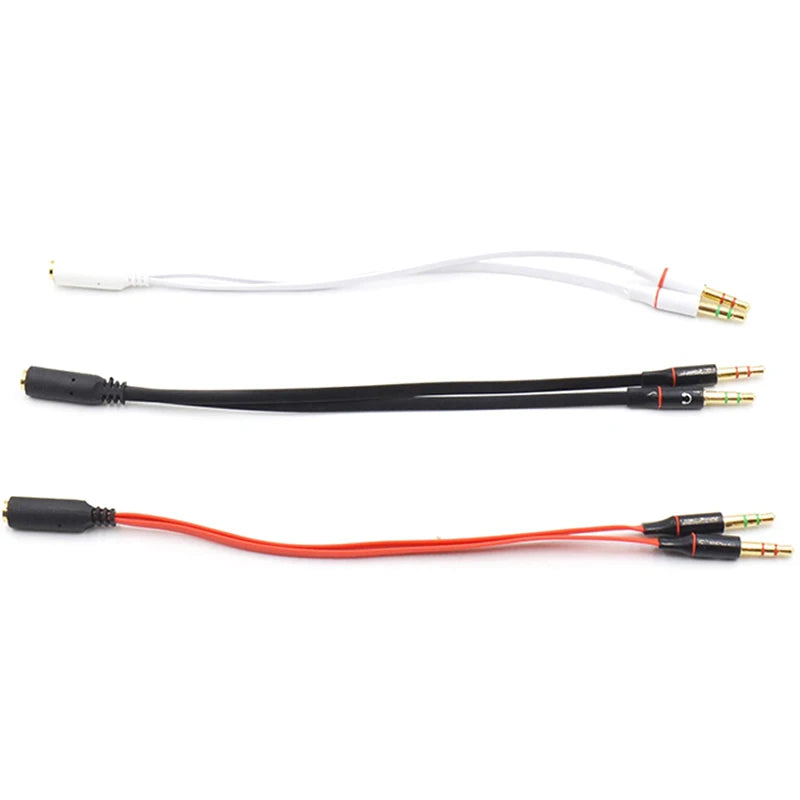 3.5mm TRRS Headset Splitter Adapter – Audio & Mic to 2 Male