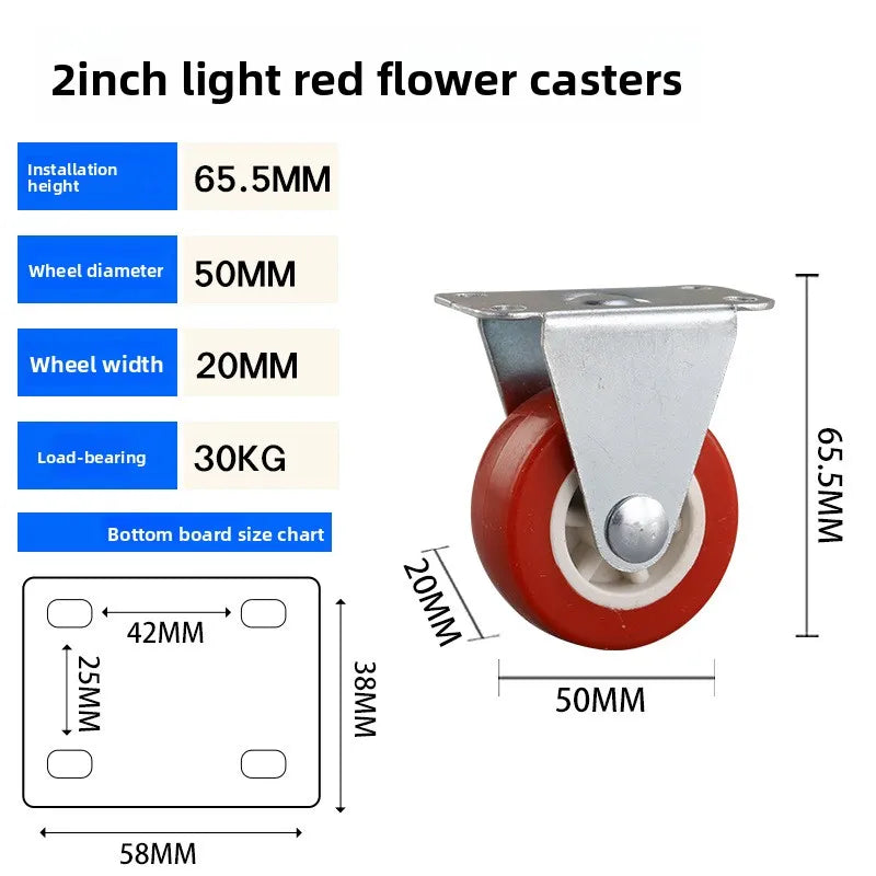 1-2inch Furniture Caster PVC Red Universal Wheel Swivel Caster Roller Wheel For Platform Trolley Accessory Oasis Select 2 inch Directional