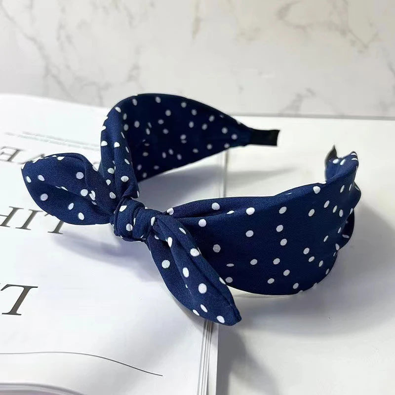 Polka Dot Bow Headband – Non-Slip Hair Hoop for Women & Girls Hair Headband Oasis Select blue