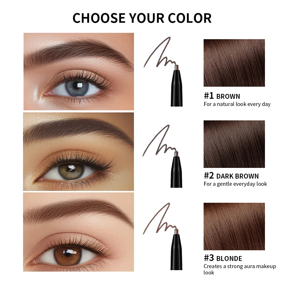 3Colors Double-headed Eyebrow Pencil Automatic Rotation Ultra-fine Eyebrow Pencil Waterproof Makeup Free Eye Cosmetics For Women Oasis Select