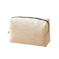 Lace Mesh Women's Makeup Bag Large Capacity Cosmetic and Jewelry Organizer Bag Zipper Square Portable Toiletry Bag Makeup Case Oasis Select Beige
