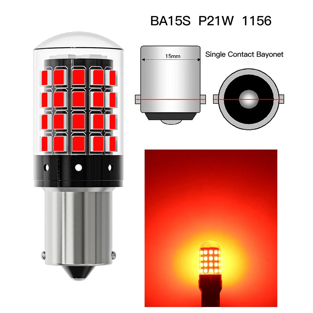 ASLENT 2-Pack 54-SMD LED Bulbs | Turn Signal Brake Reverse 12V Automotive LED Bulb Oasis Select 1156 P21W Red