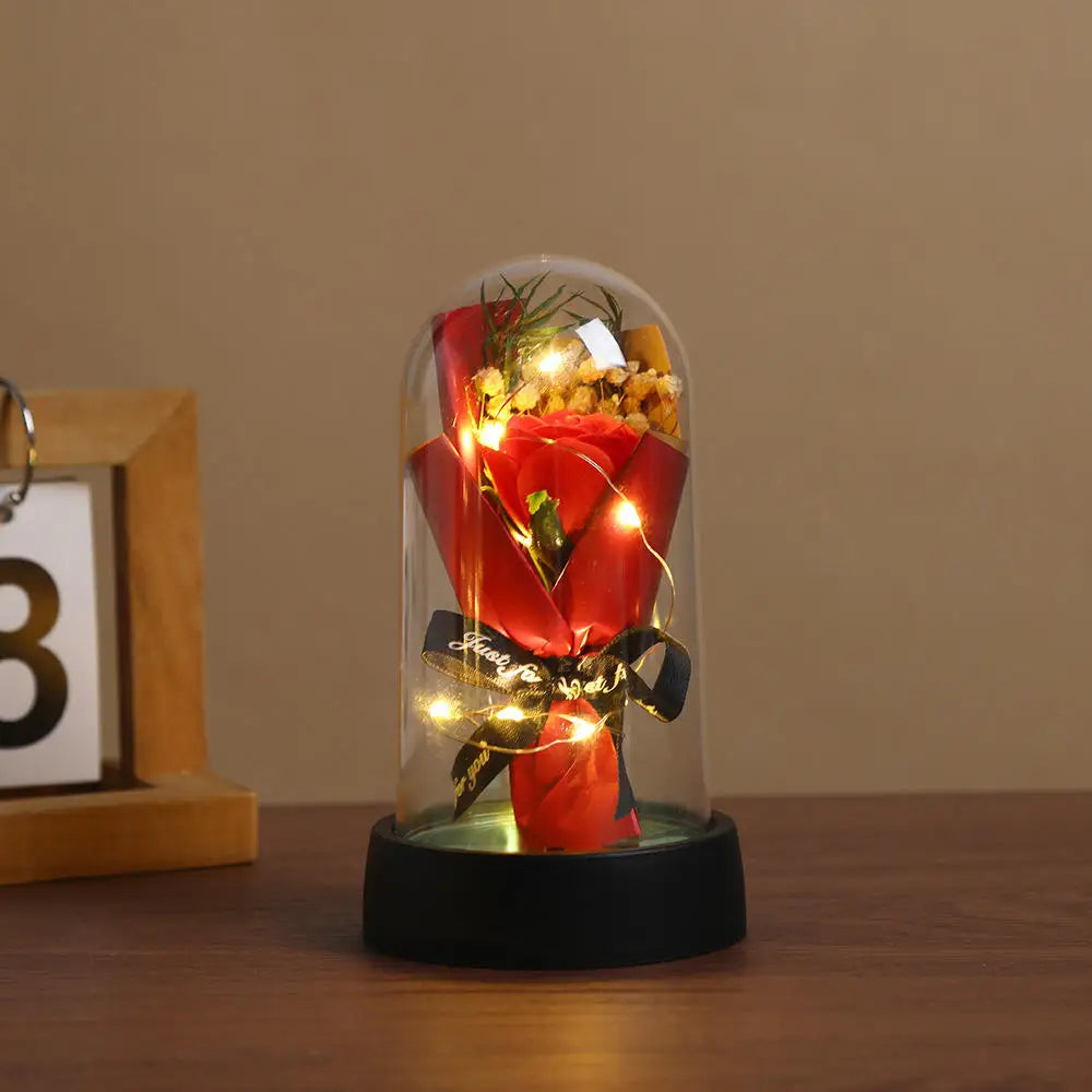 LED Rose Dome Ornament – Everlasting Artificial Flower Gift