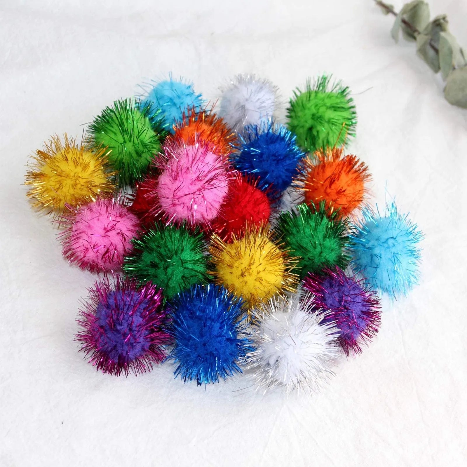 Glitter Pompom Plush Craft Christmas Decor Kids Toys Accessories Wedding Decor Garment Handmade Material Cat Toys Oasis Select 20pcs One Size