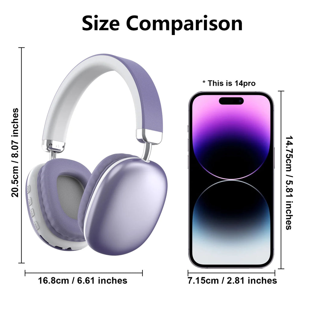 Bluetooth Headphones Over Ear Wireless Headset HiFi Music Gaming Comfortable Mic for iPhone Android PC Travel Sports Gift Purple Oasis Select