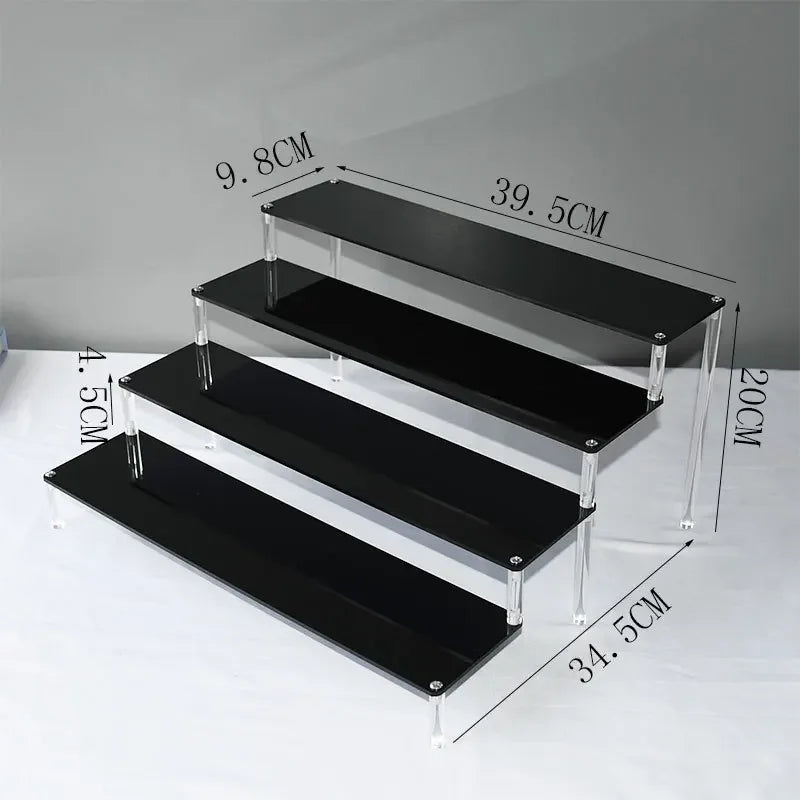 1–5 Tier Acrylic Display Stand | Riser Shelf Rack – Clear & Black