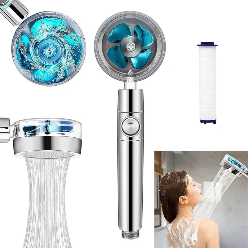Shower Head Water Saving Flow 360 Degrees Rotating with Filter & Fan ABS Rain High Pressure Spray Nozzle Bathroom Accessories Oasis Select