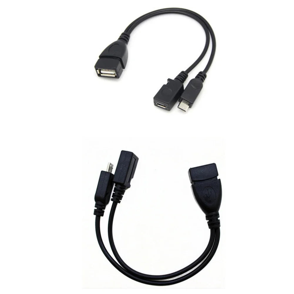 1 to 2 Usb Port Terminal Adapter Micro USB to USB 2.0 OTG Cable with Micro USB Power For Fire Tv Fire Stick Tablet PC Smartphone Oasis Select