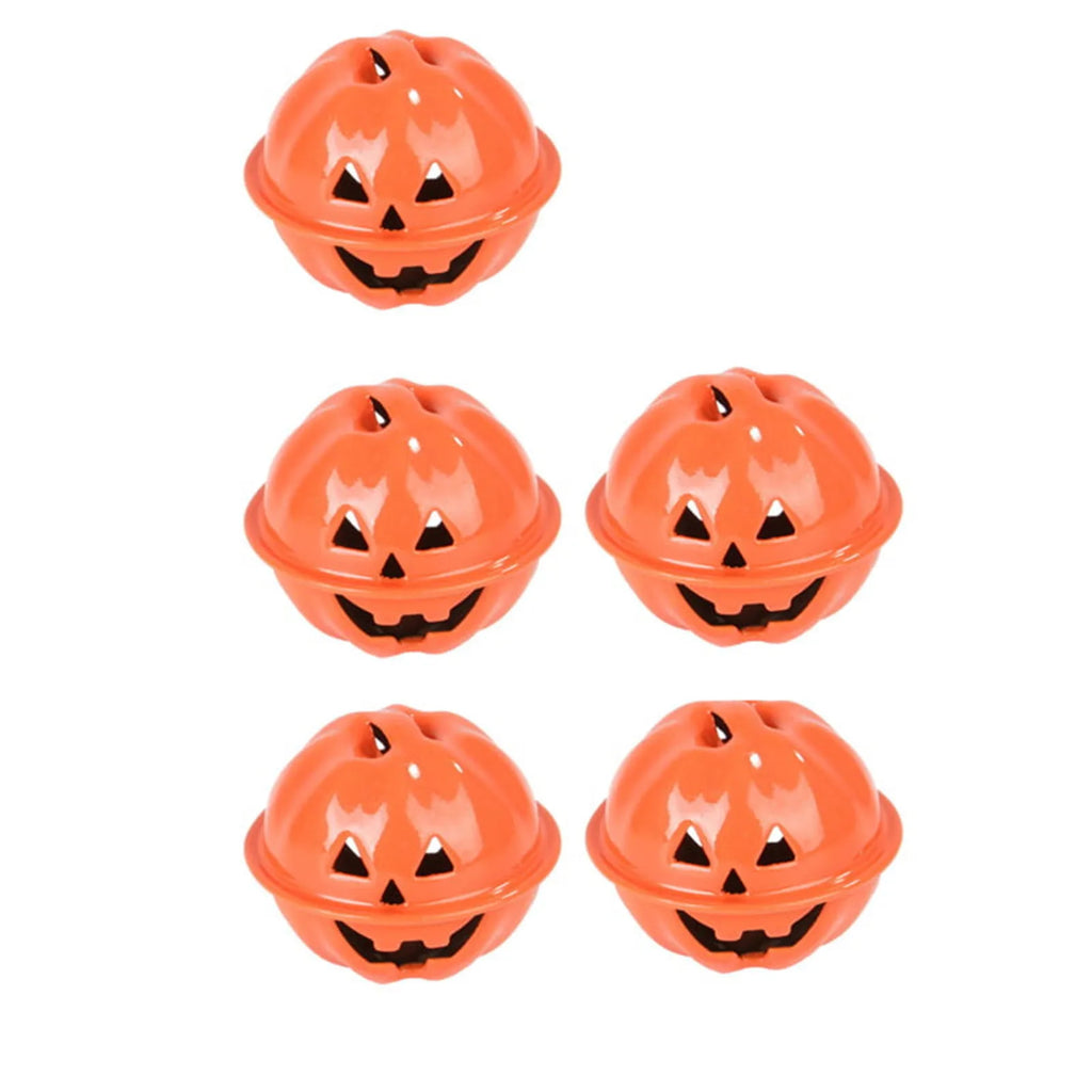 5-Pack Halloween Pumpkin Jingle Bells – 4cm Metal Hanging Decor Halloween Bell Ornaments Oasis Select