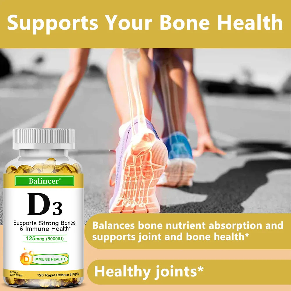 Balincer Vitamin D3 5000 IU Softgels – Bone & Immune Support Vitamin D3 Supplement Oasis Select