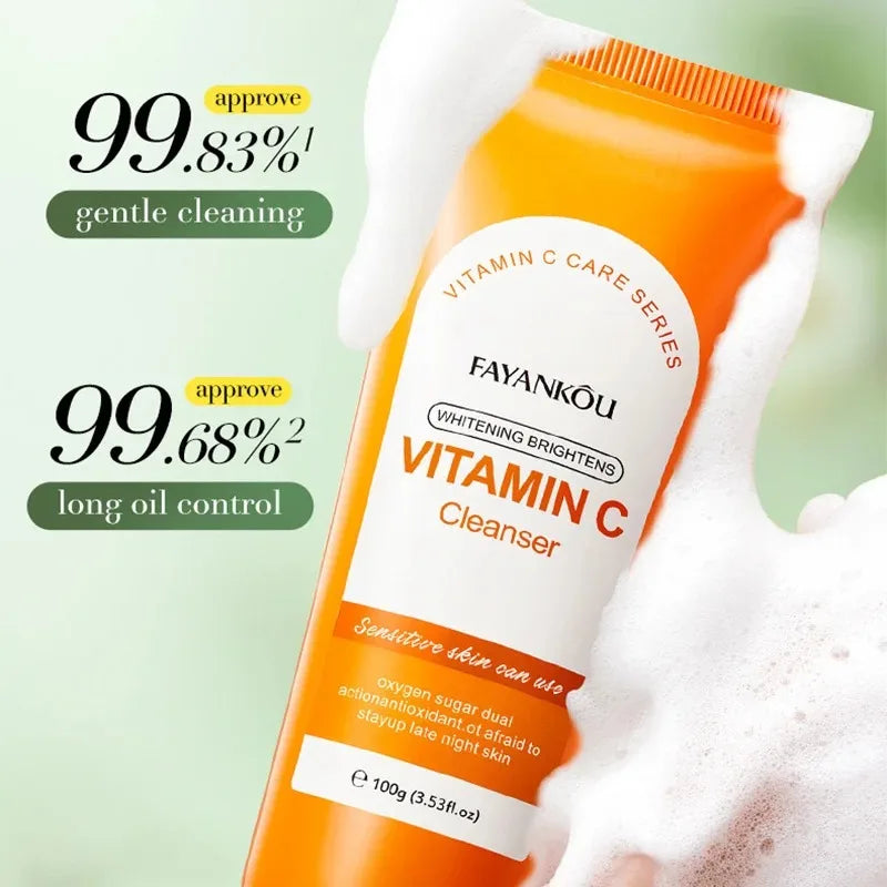 100g Vitamin C Facial Cleanser Face Wash Foam Cleanser Deep Cleansing Moisturizing Brightening Hydrating Skin Care Products Oasis Select