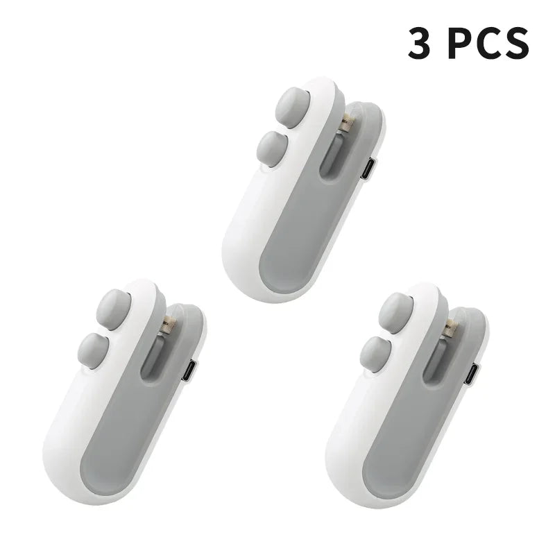 Portable Mini Sealer 2 in 1 Heat Sealer For Snacks Home use rechargeable sealer Vacuum Sealer Snacks plastic bag heat sealer Oasis Select 3PCS