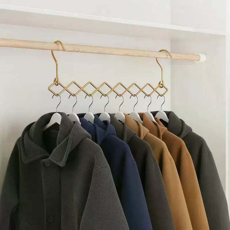 Magic Space Saving Clothes Hangers Foldable Closet Organizer Wardrobe Clothing Cascading Rack 7 Slots For Pants Dresses Coats Oasis Select