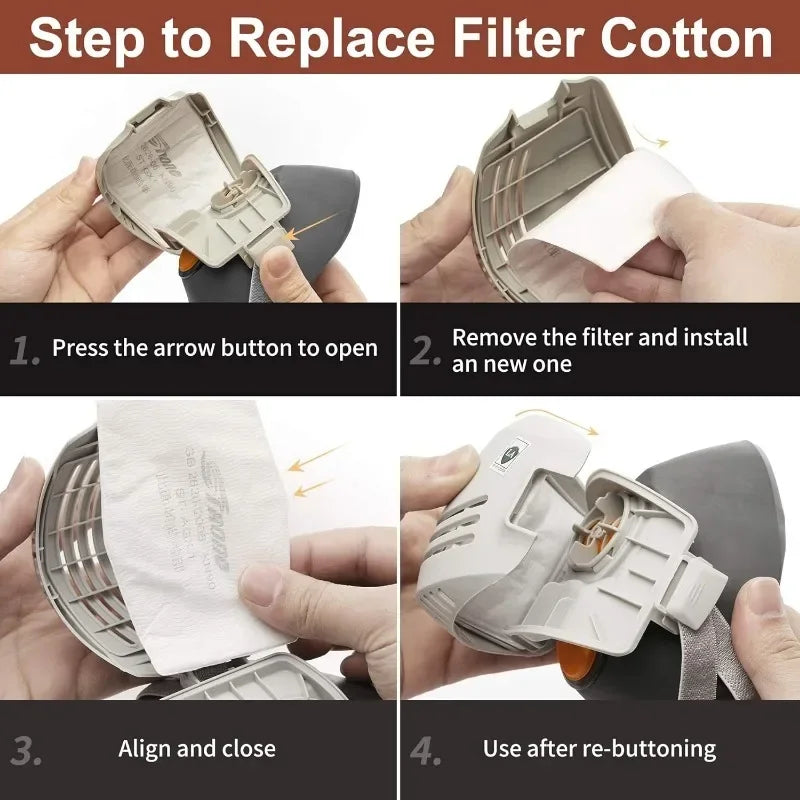 Industrial Dust Mask Reusable with Filter Cotton Dust Respirator Half-face Industrial Construction Anti-smog Safety Gas Mask Oasis Select