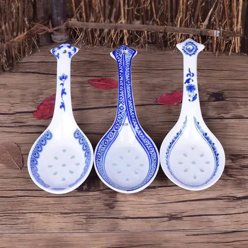 Ceramic Rice Spoon Blue And White Porcelain, Large Size Rice Noodles Spoon Kitchen Tablewear Oasis Select