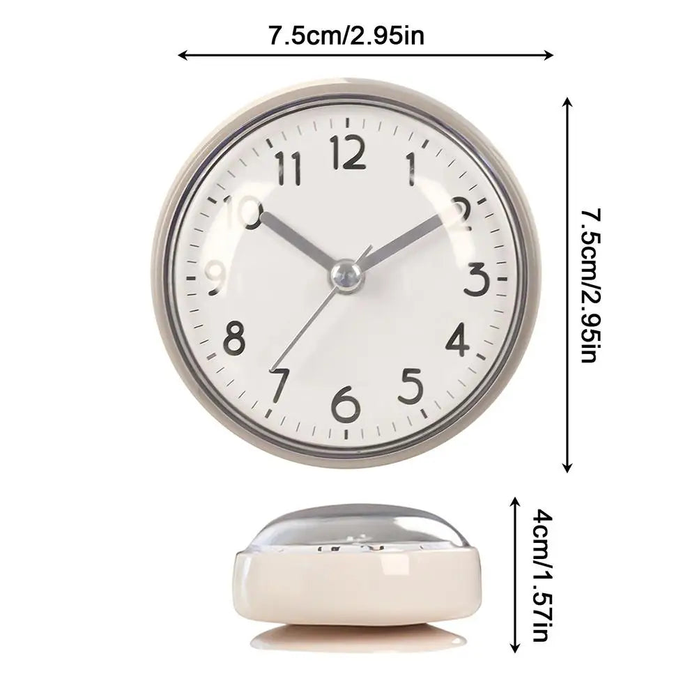 Mini Sucker Suction Cup Wall Clock Silent Waterproof Anti-Fog Small Clock for Bathroom Kitchen Toilet Wall Hanging Decoration Oasis Select Gray