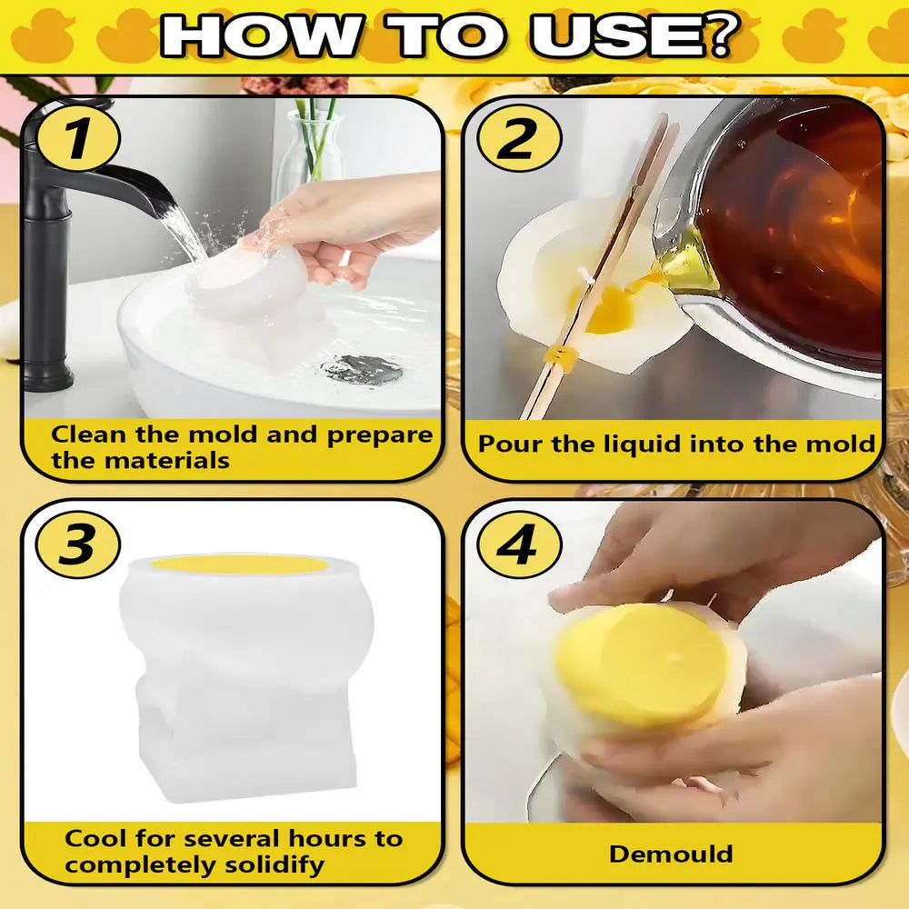 3D Duck Aromatherapy Candle Silicone Mold Handmade Soap DIY Duck Ice Hockey Gypsum Ornament Resin Mould Oasis Select