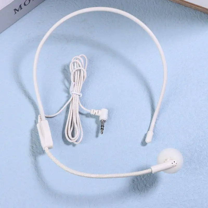 1Pcs 3.5mm Plug Microphone; Wired Speech Teaching Headset for Meetings Oasis Select White