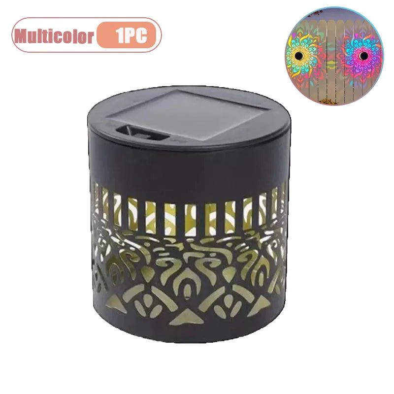 1-8PCS Solar Sunflower Mandala Wall Lantern Outdoor Waterproof Decorative Light for Garden Fence Patio Pathway Night Oasis Select Multicolor-1PC