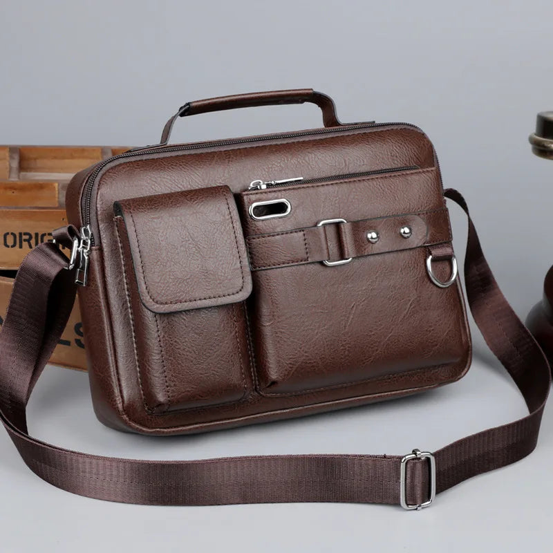 Men's Retro Messenger Bag with Waterproof Design Large Capacity Laptop Briefcase for Office Work Travel and School Oasis Select