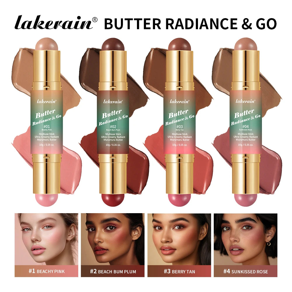 Lakerain Butter Makeup Stick Nature Bronze Colored Matte Effect Moisturizing Smooth Dual-head Design Multi-purpose Makeup Stick Oasis Select