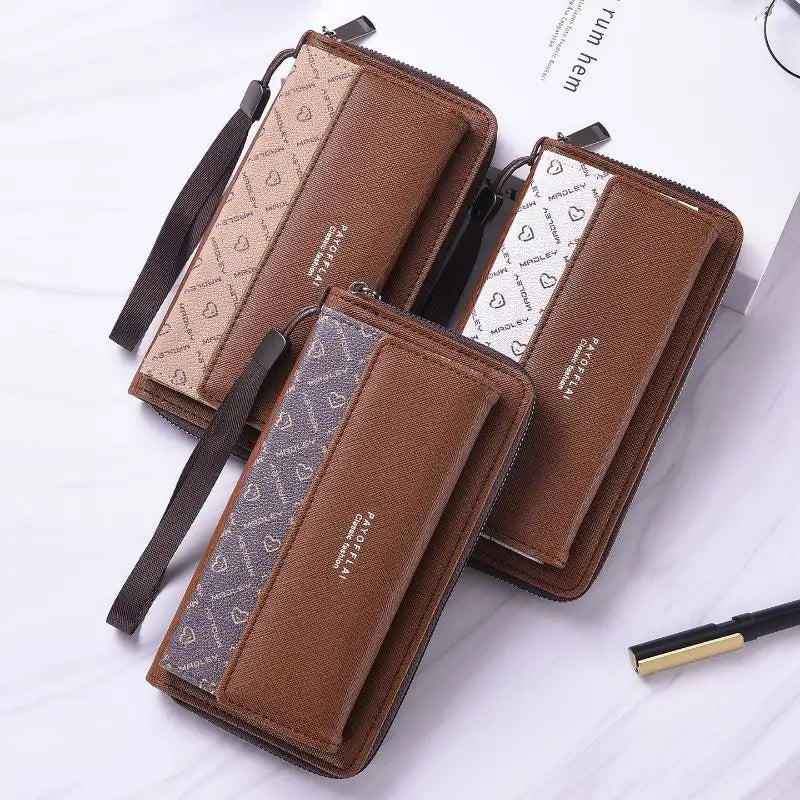 Men's PU Long Wallet Zipper Clutch – Card Slots & Phone Bag