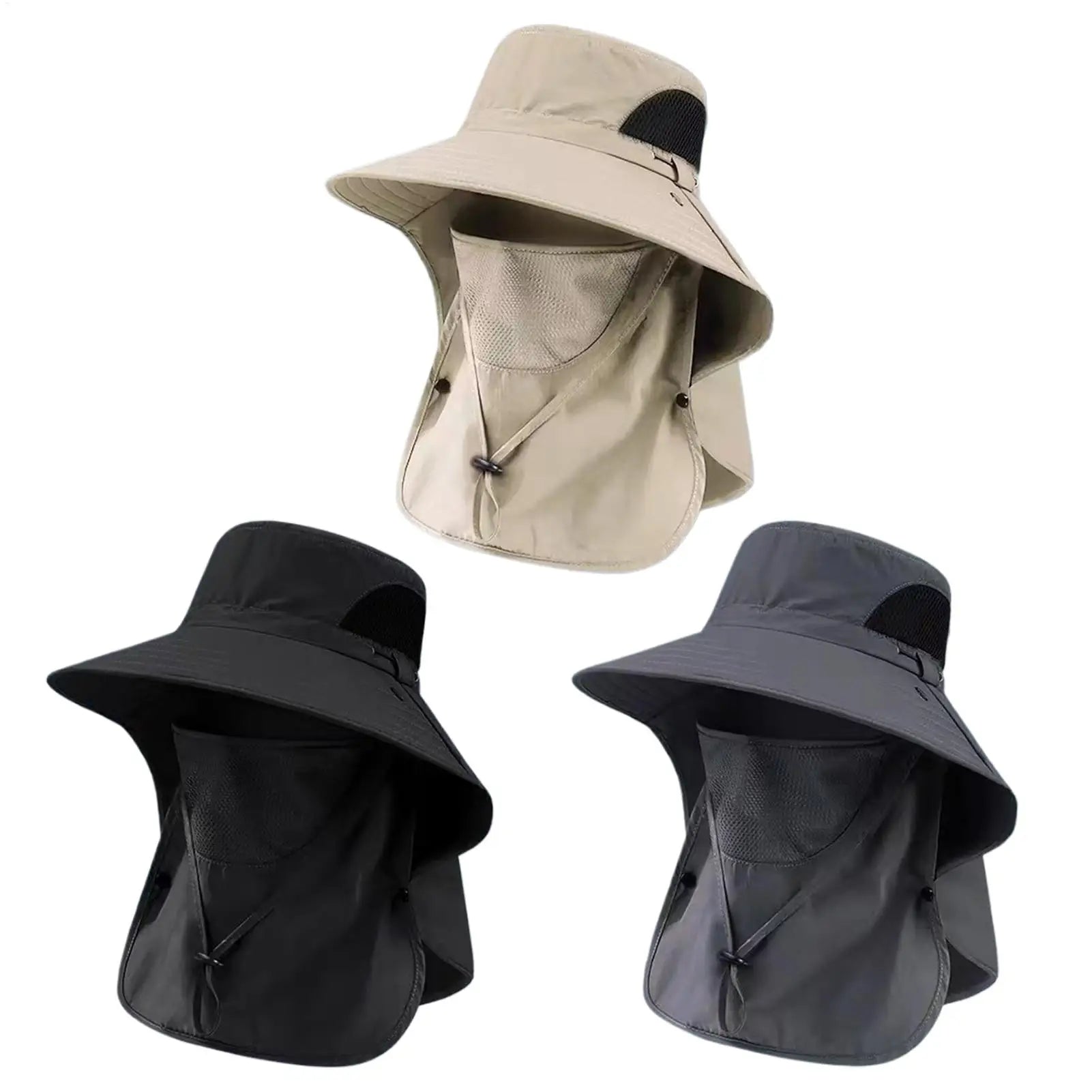1PC Summer Sun Hats UV Protection Outdoor Hunting Fishing Cap For Men Women Hiking Camping Visor Bucket Hat Neck Flap Fisherman Oasis Select