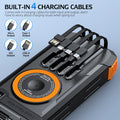 20000mAh Solar Power Bank, Hand Crank & Wireless Charging, 3 Inputs 4 Outputs, Emergency LED Light, Built-in Compass Oasis Select 1 Orange Power Bank