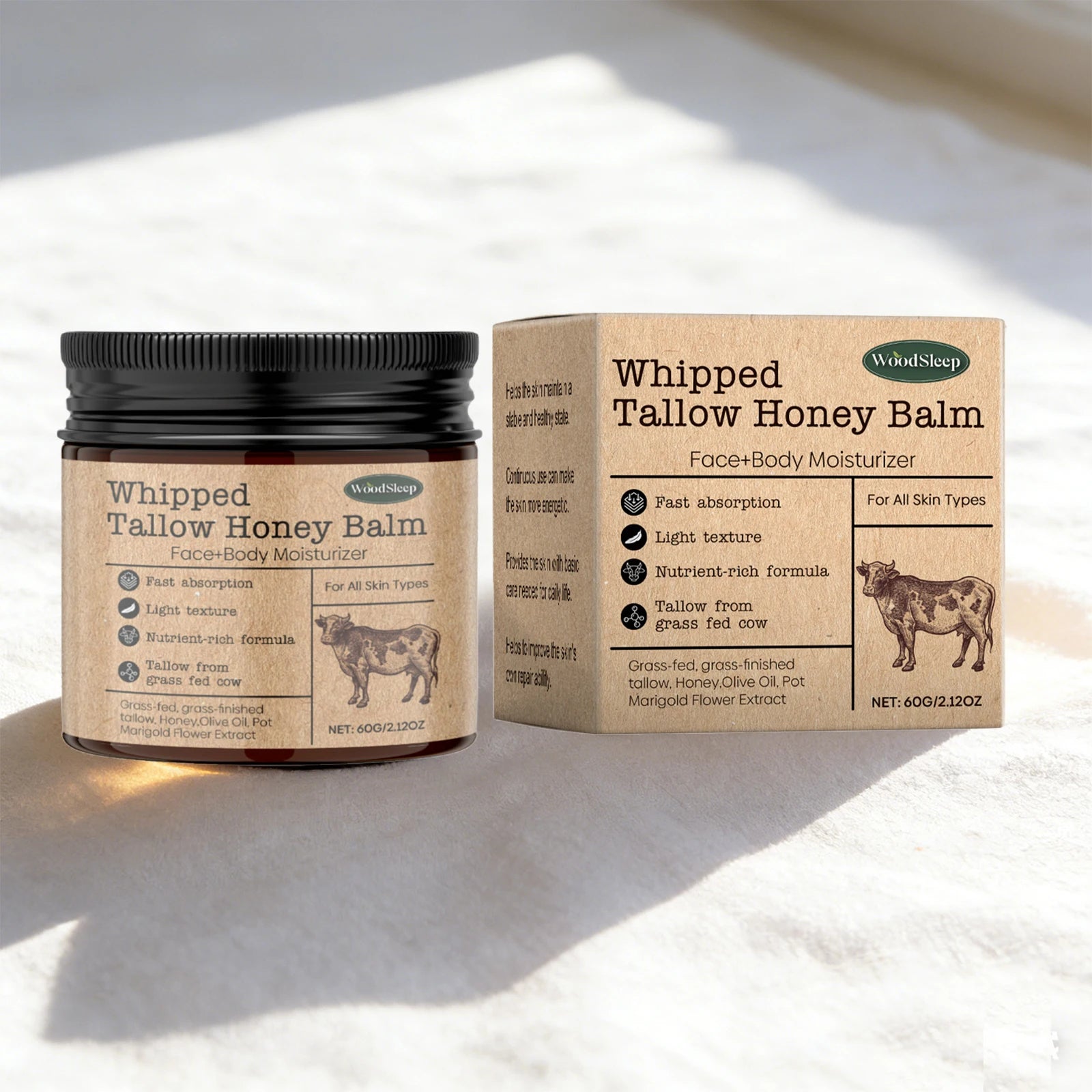 WOODSLEEP Grass-Fed Tallow Body Cream – Brightening Moisturizer Body Moisturizer Cream Oasis Select