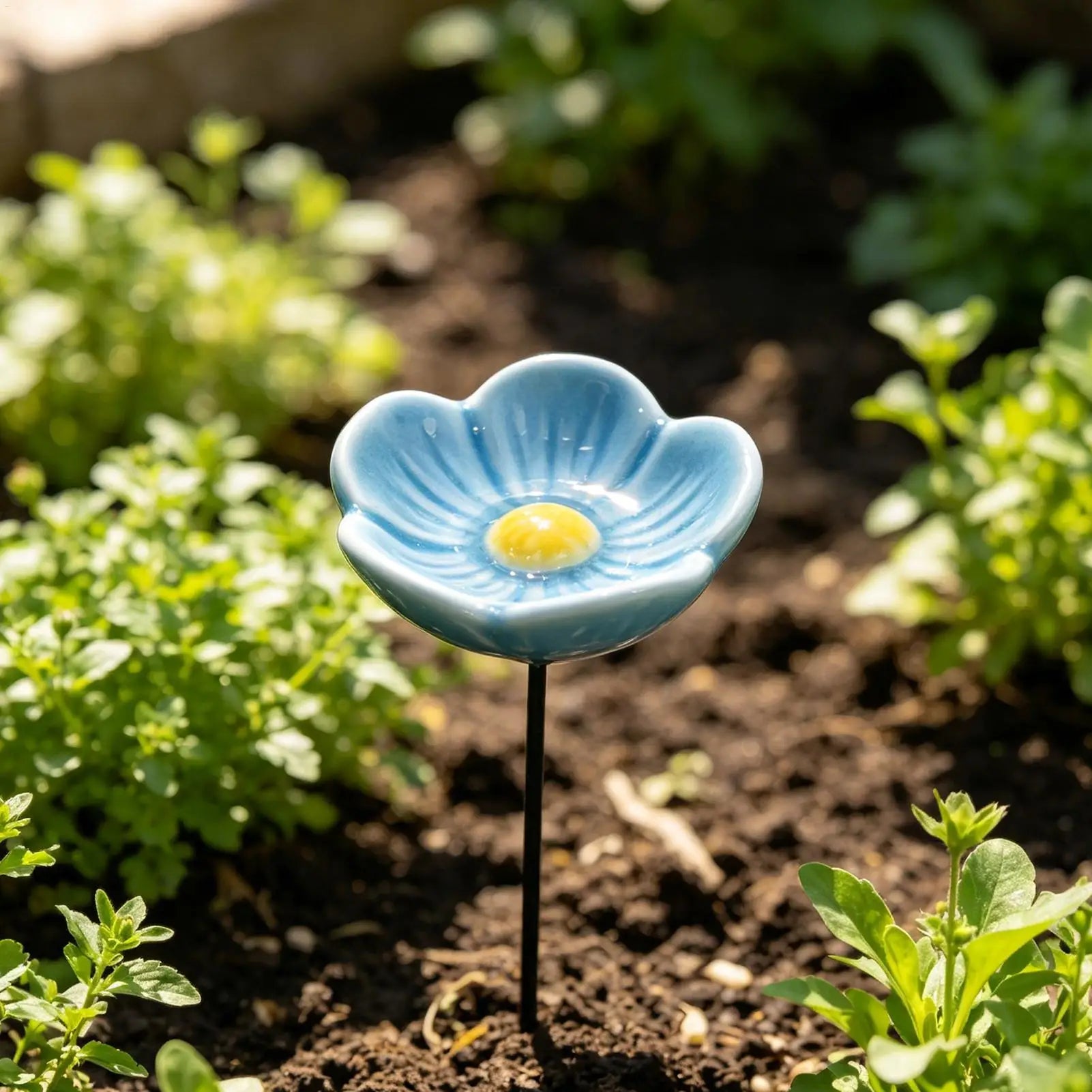 Bee Water Feeder Resin Flower Drinking Fountain Holder Bee Watering Station Bird Waterer Feeding Bowl Stakes Bird Supplies Oasis Select