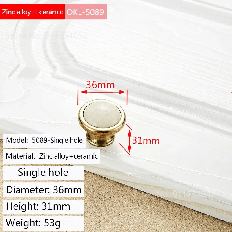 Cupboard Kitchen Hardware Retro European Fashion Cabinet Drawer Handles Bronze Closet Dresser Knobs Zinc Alloy and Ceramic Oasis Select 36-1