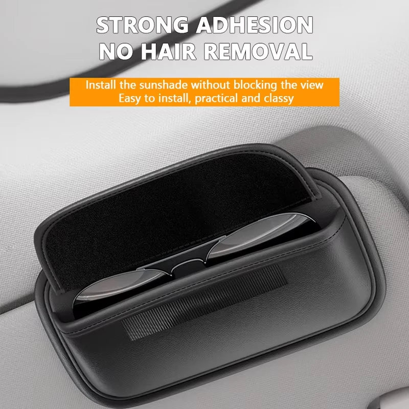 PU Leather Car Sun Visor Sunglasses Holder & Eyeglass Case