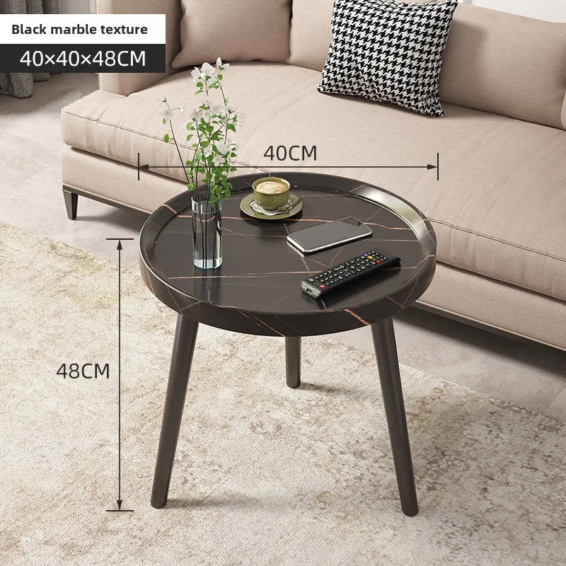 Multi-functional Coffee table balcony round living room double edge few bedside small round table Oasis Select Black 40-1