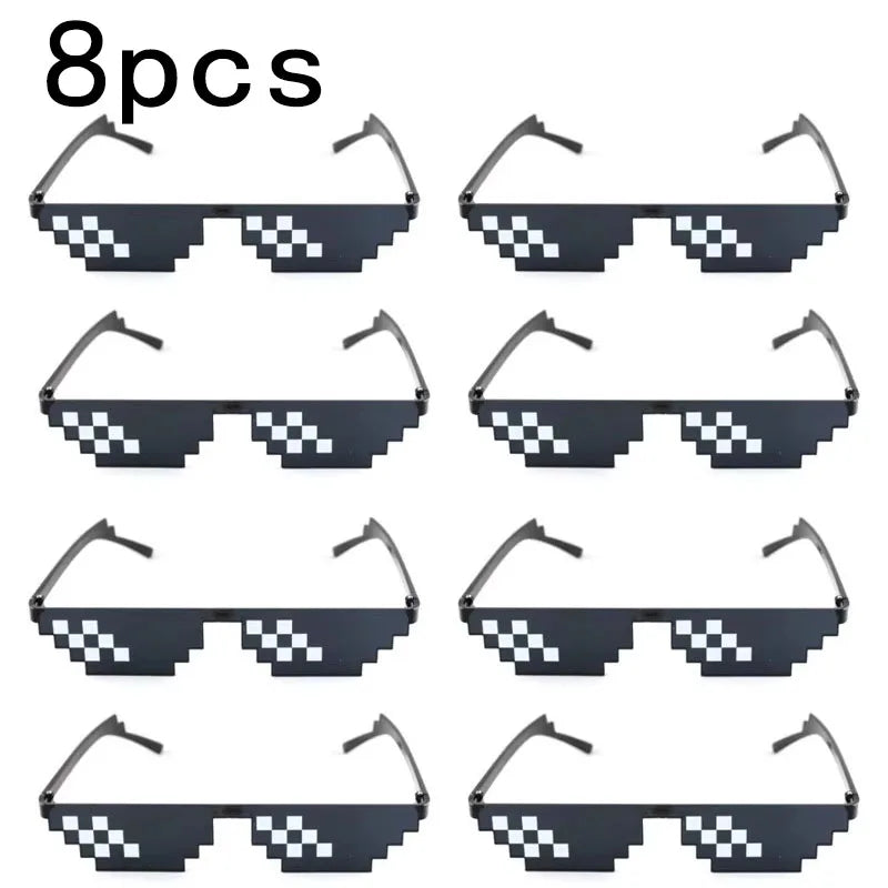 1-8pcs Mosaic Sunglasses Cool Party Vintage Shades Eyewear For Men Pixelated Sunglasses Funny Women Glasses Oasis Select 8PCS