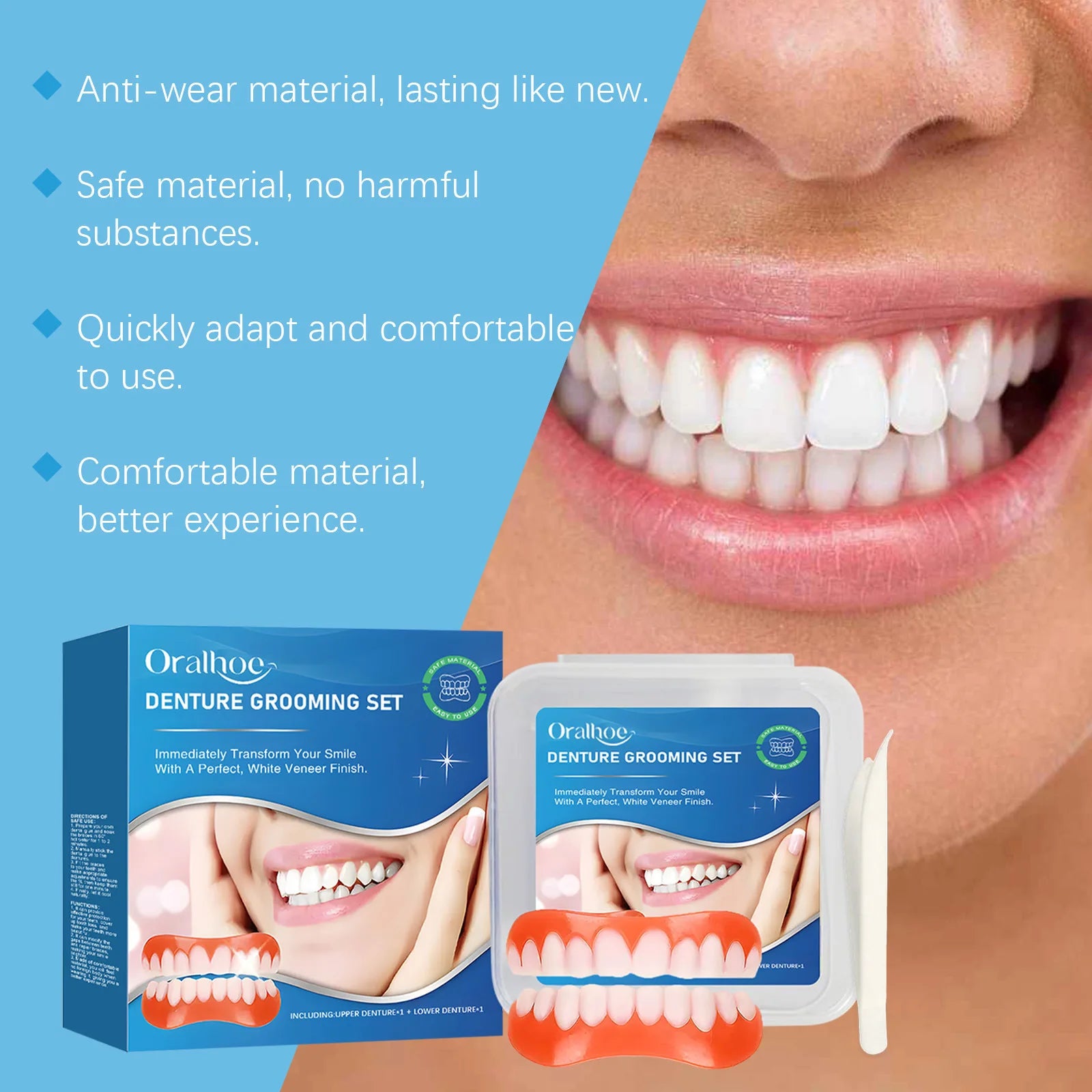Oralhoe Silicone Snap-On Denture Kit – Upper & Lower Soft Fit Snap-On Denture Kit Oasis Select