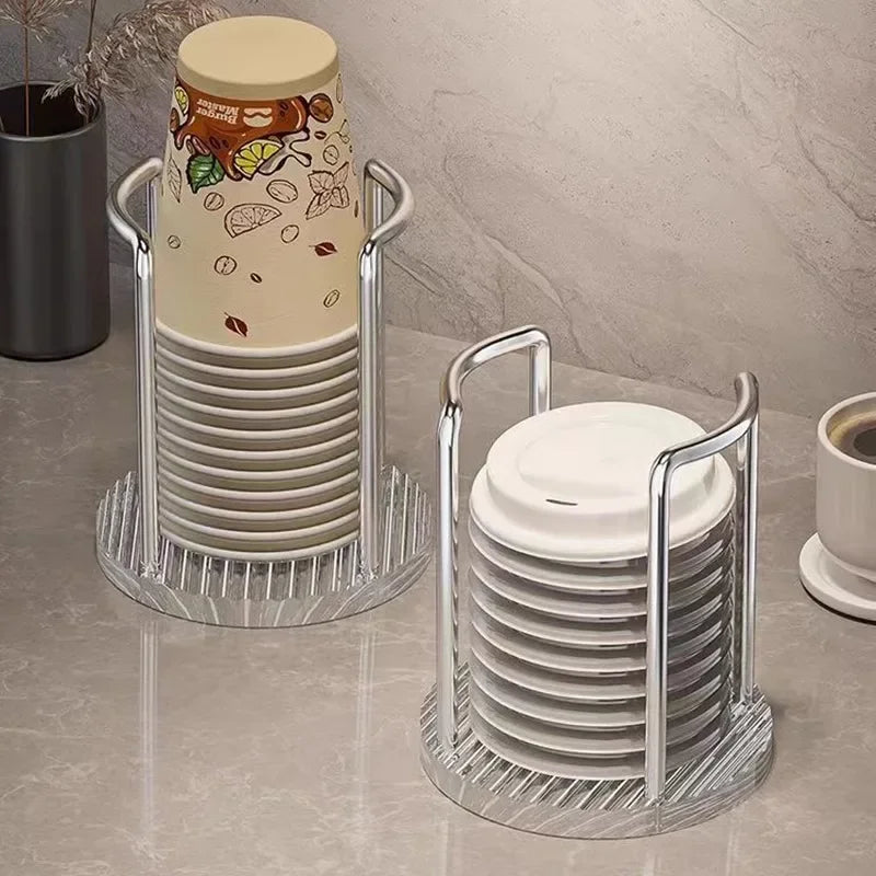Luxury Disposable Cup Storage Holder Water Tea Cups Dispenser Rack Shelf with Longer Stick Mug Display Stand Home Organizer Oasis Select