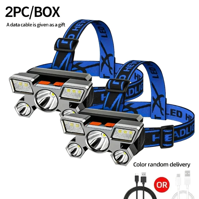 5 LED Rechargeable Headlamp – 8 Modes, IPX4, 200 Lumens