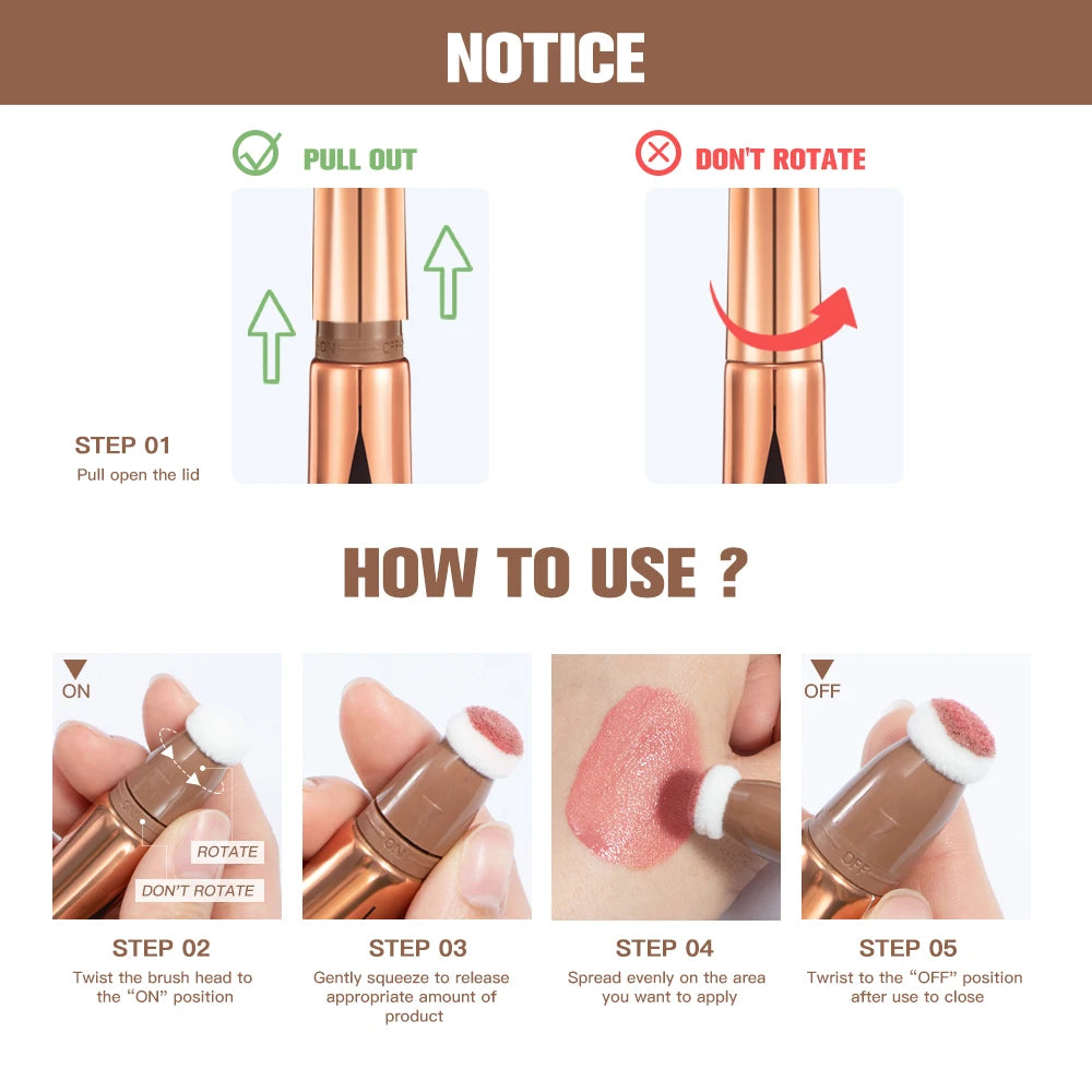 New Cream Bronzer Contour Blusher Beauty Wand Highlighter Blush With Cushion Liquid Face Bronzer Wand Stick Applicator Makeup Oasis Select