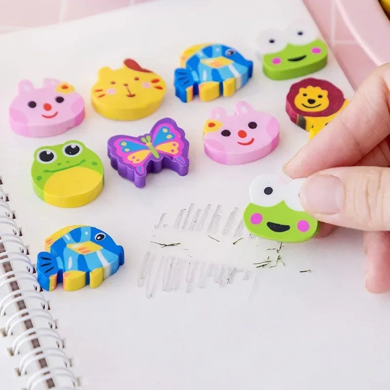20-200pcs Mini Erasers Fruit Animal Number Cake Heart Designs School Supplies Graduation Gifts Classroom Prizes Birthday Oasis Select